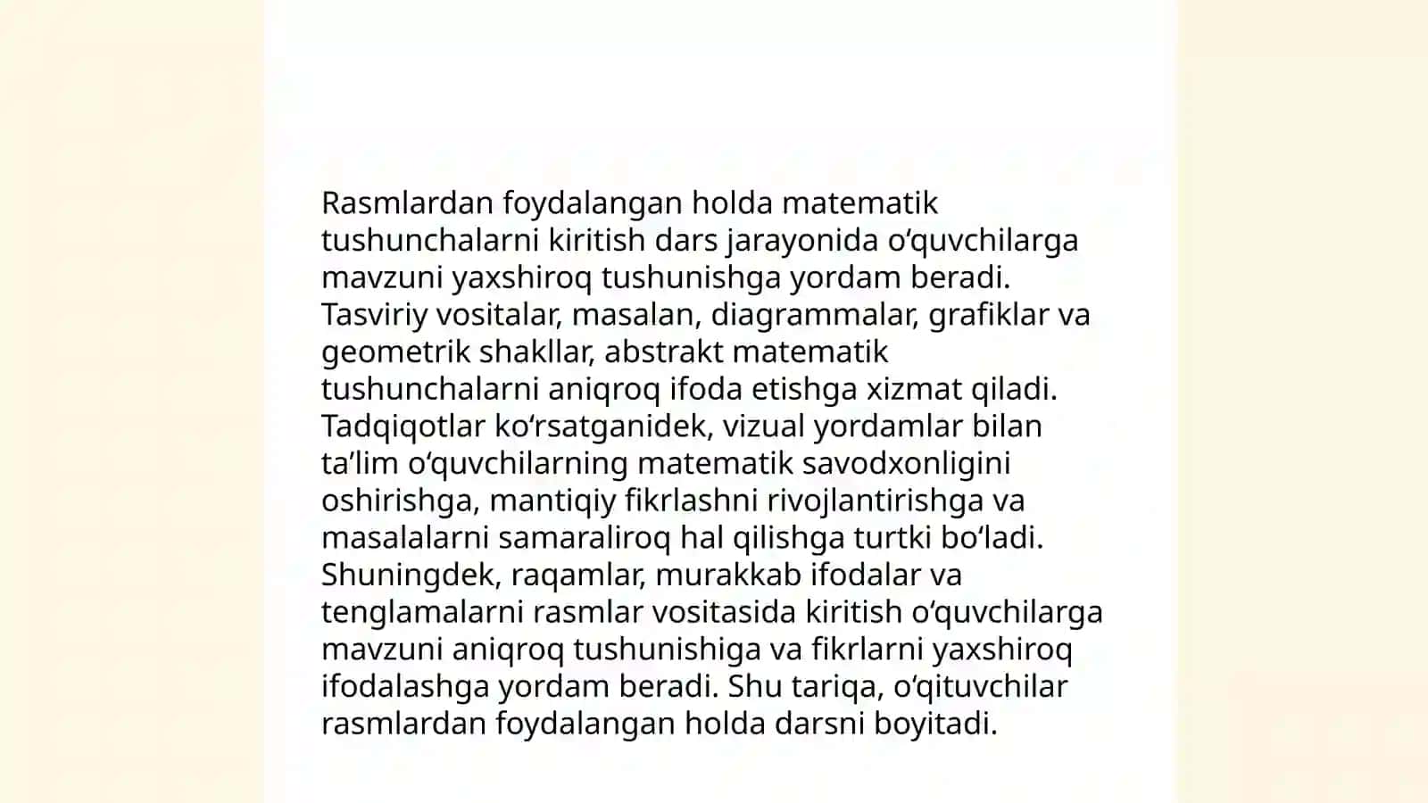 Boshlang'ich sinf matematika darsliklaridagi rasmli masalalar bilan ishlash metodikasi 4