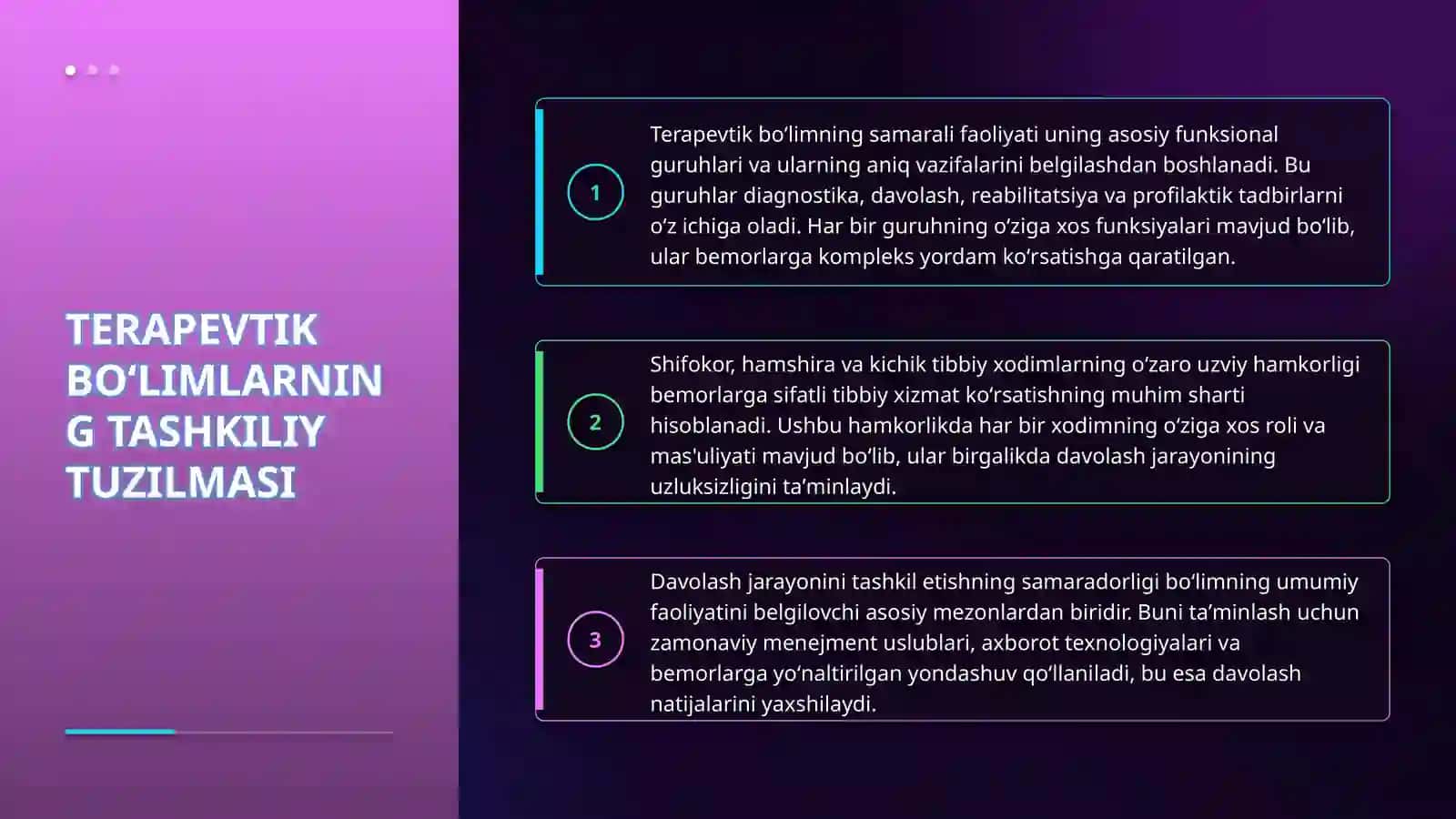 Tibbiyot muassasalarning terapevtik boʻlimlari 4