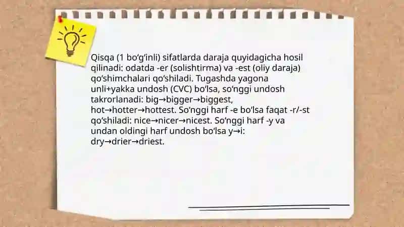 Ingliz tilida sifat darajalari 4