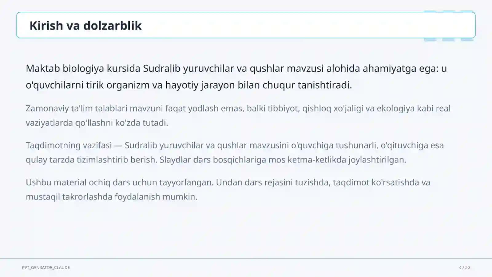 Sudralib yuruvchilar va qushlar (7-sinf) 4