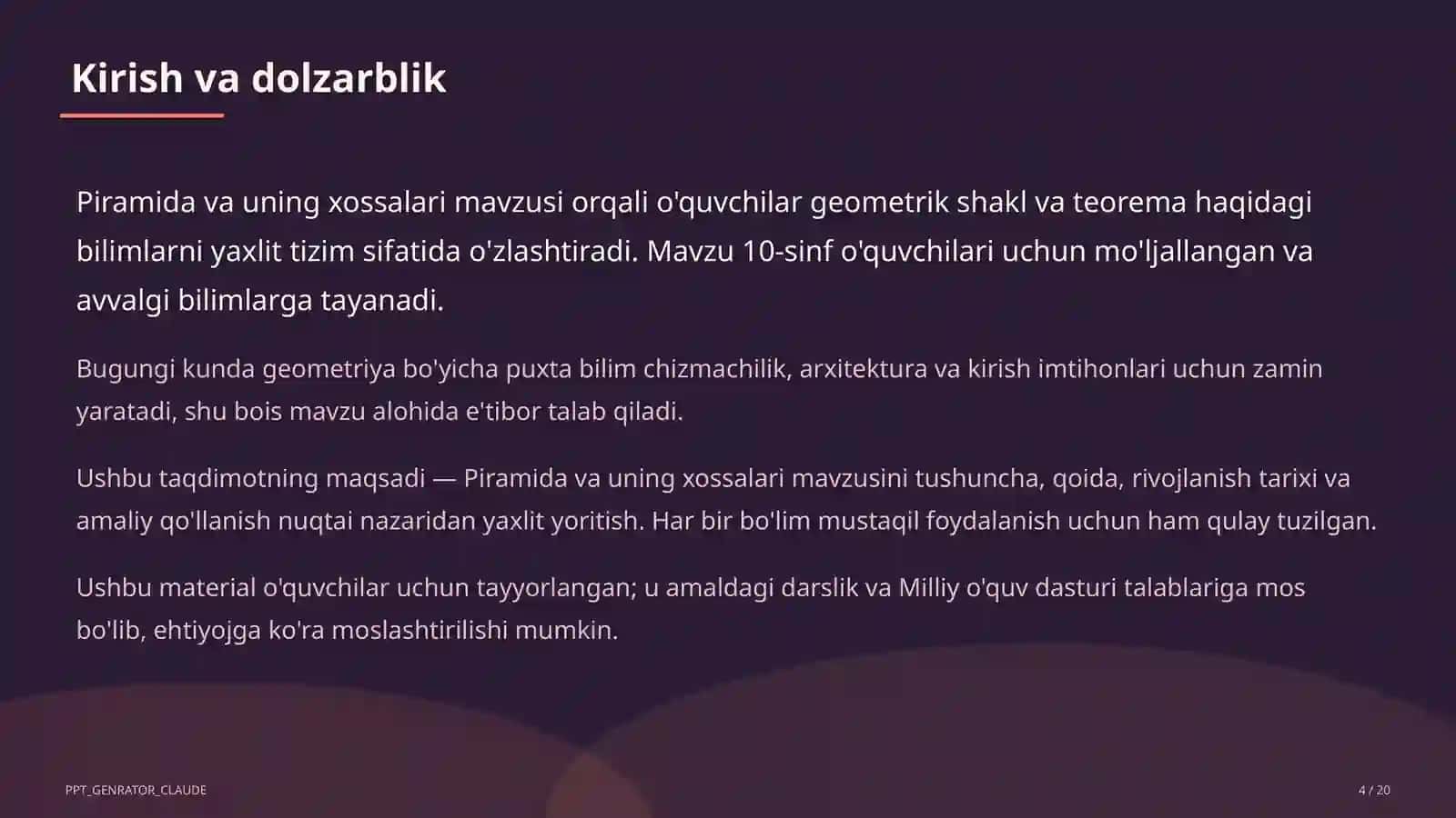 Piramida va uning xossalari (10-sinf) 4