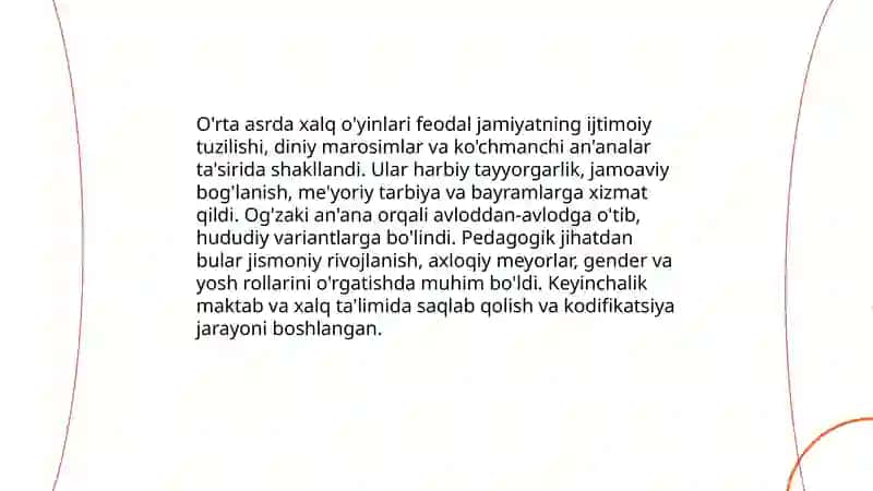 Harakatli òyinlar tarixi rivojlanish bosqichlari pedagogika ahamiyati 4