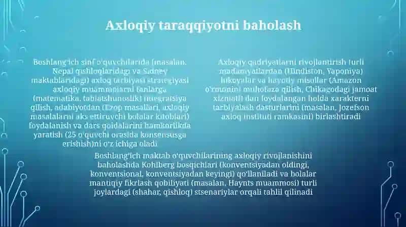 Boshlangʻich sinflarda dars jarayonida manaviy axloqiy sinflarni rivojlantirish 4