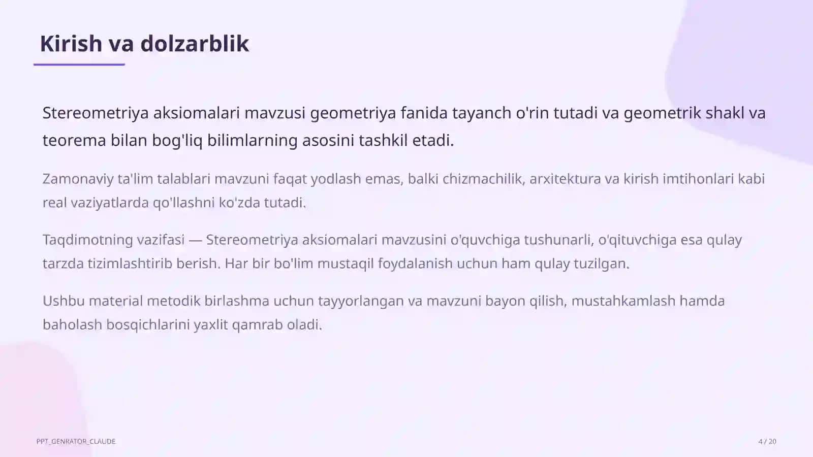 Stereometriya aksiomalari (10-sinf) 4