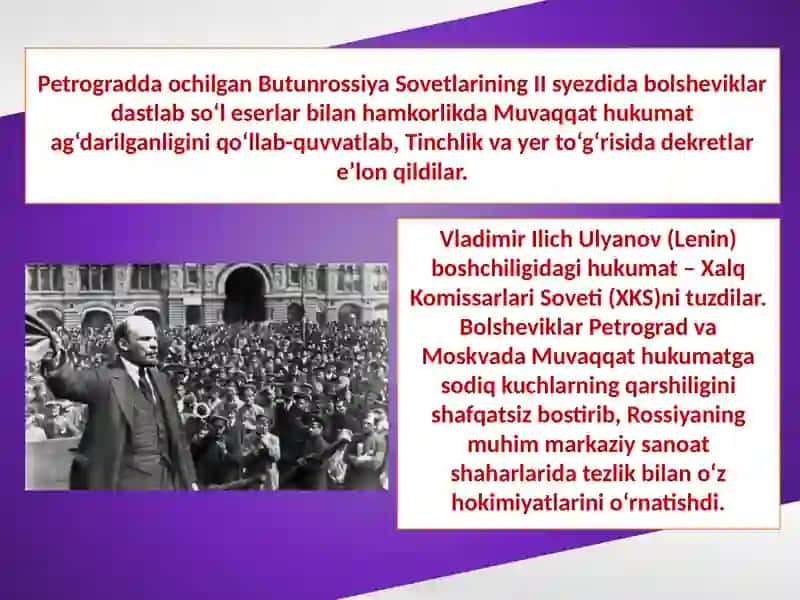 Turkistonda sovet hokimiyatining majburiy tarzda o‘rnatilishi hamda bolsheviklar diktaturasi 4