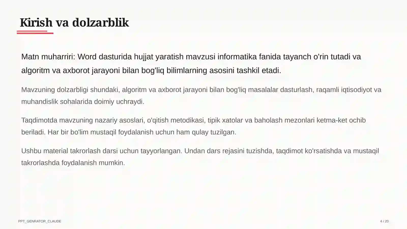 Word dasturida hujjat yaratish (6-sinf) 4