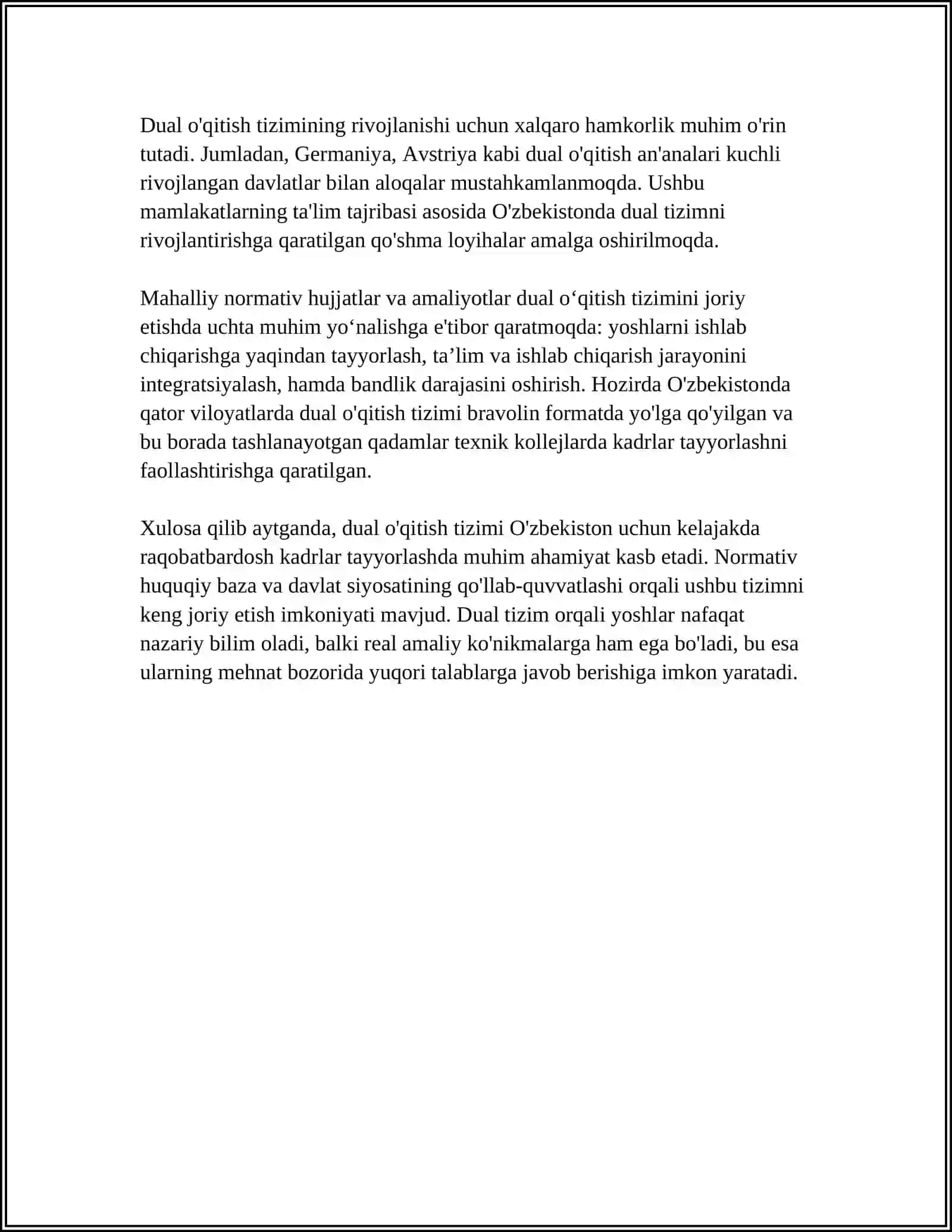 PROFESSIONAL TA’LIMGA DUAL O‘QITISH TIZIMINI TATBIQ ETISH ISTIQBOLLARI 4