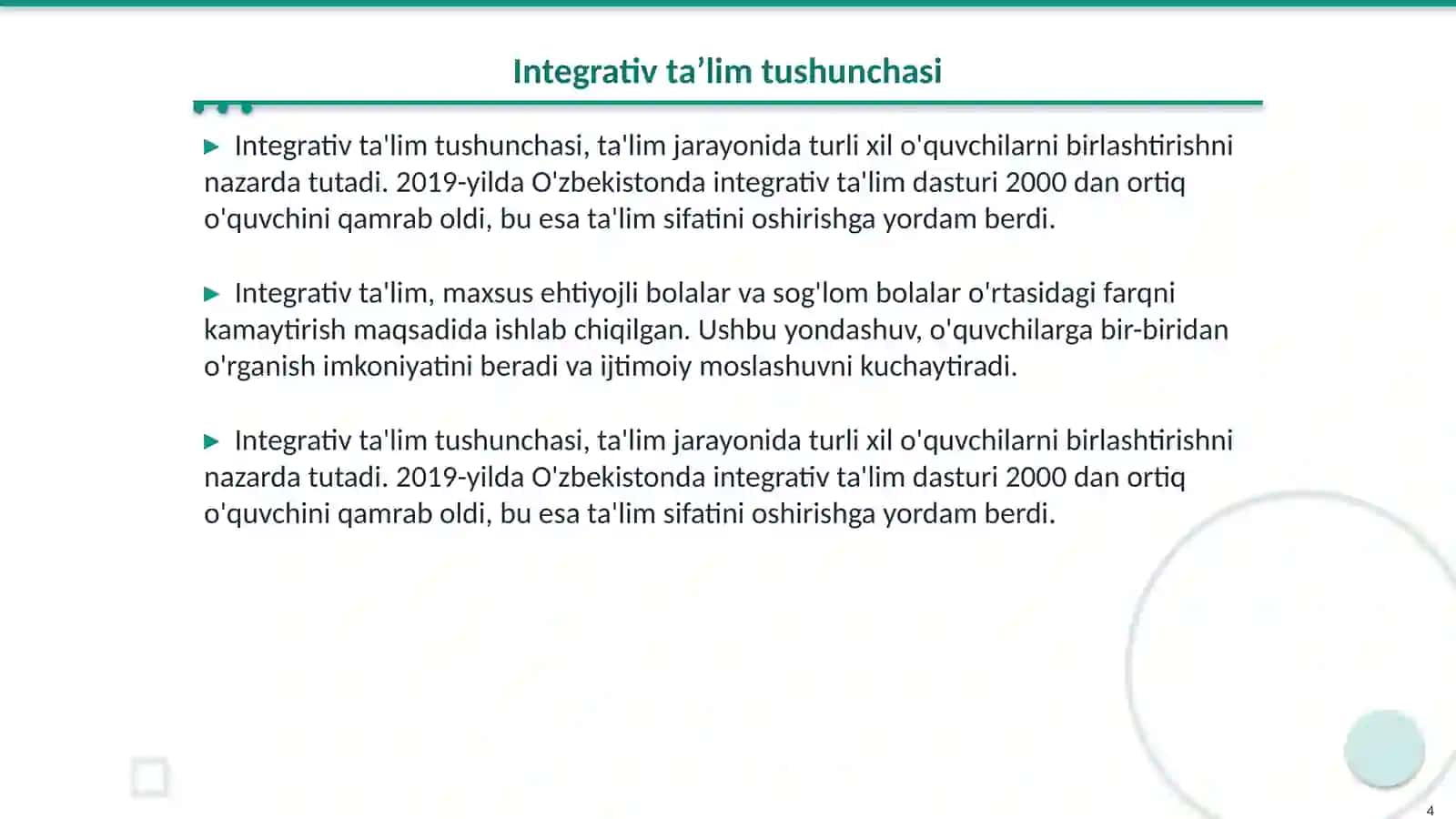 Gospital pedagogikasida integrativ va Inklyuziv ta’limning o’rni 4