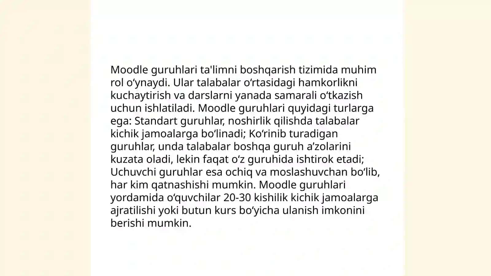 Moodle kursi boshqarish 4