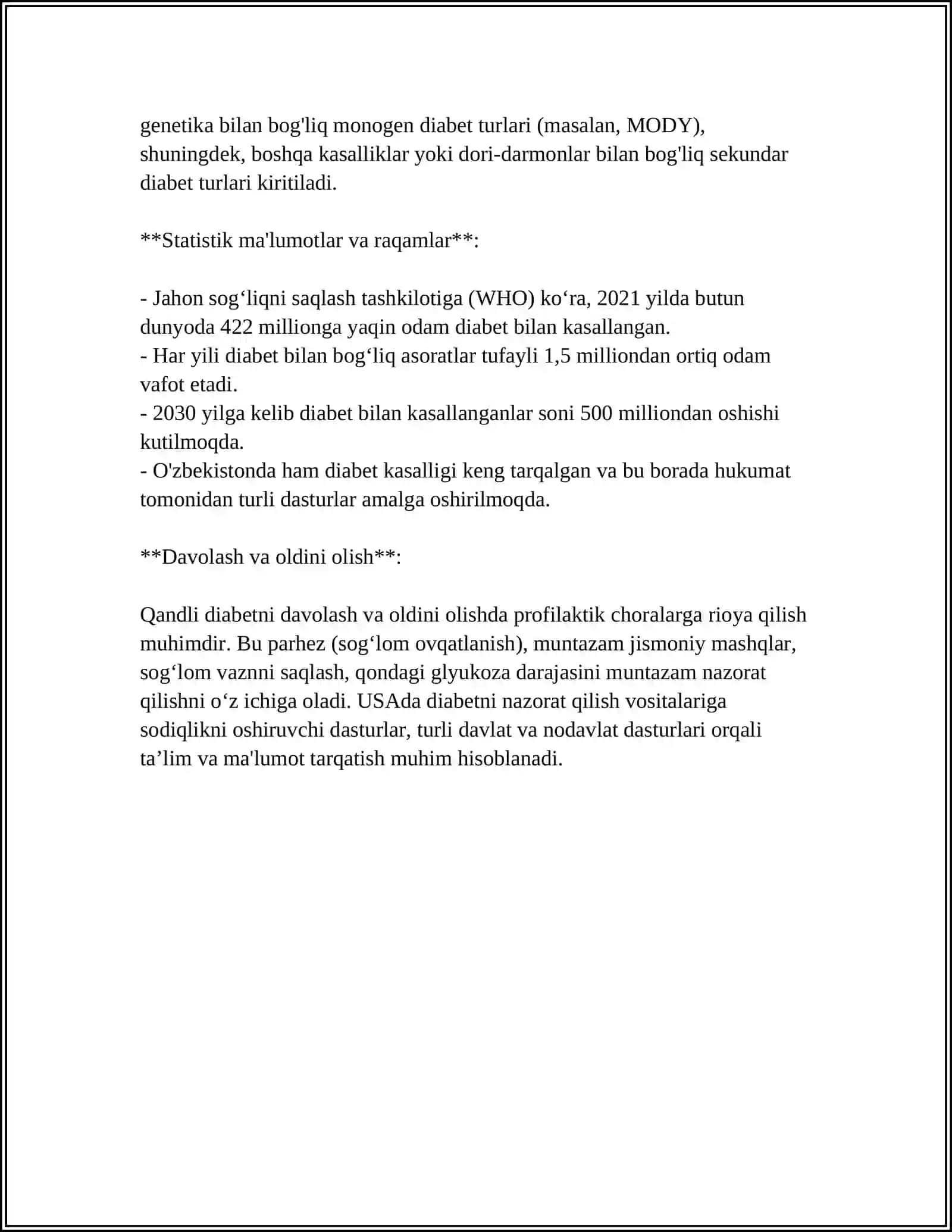 Qandli diabet va ochlik (Ketonuriya va ketonemiya) 4