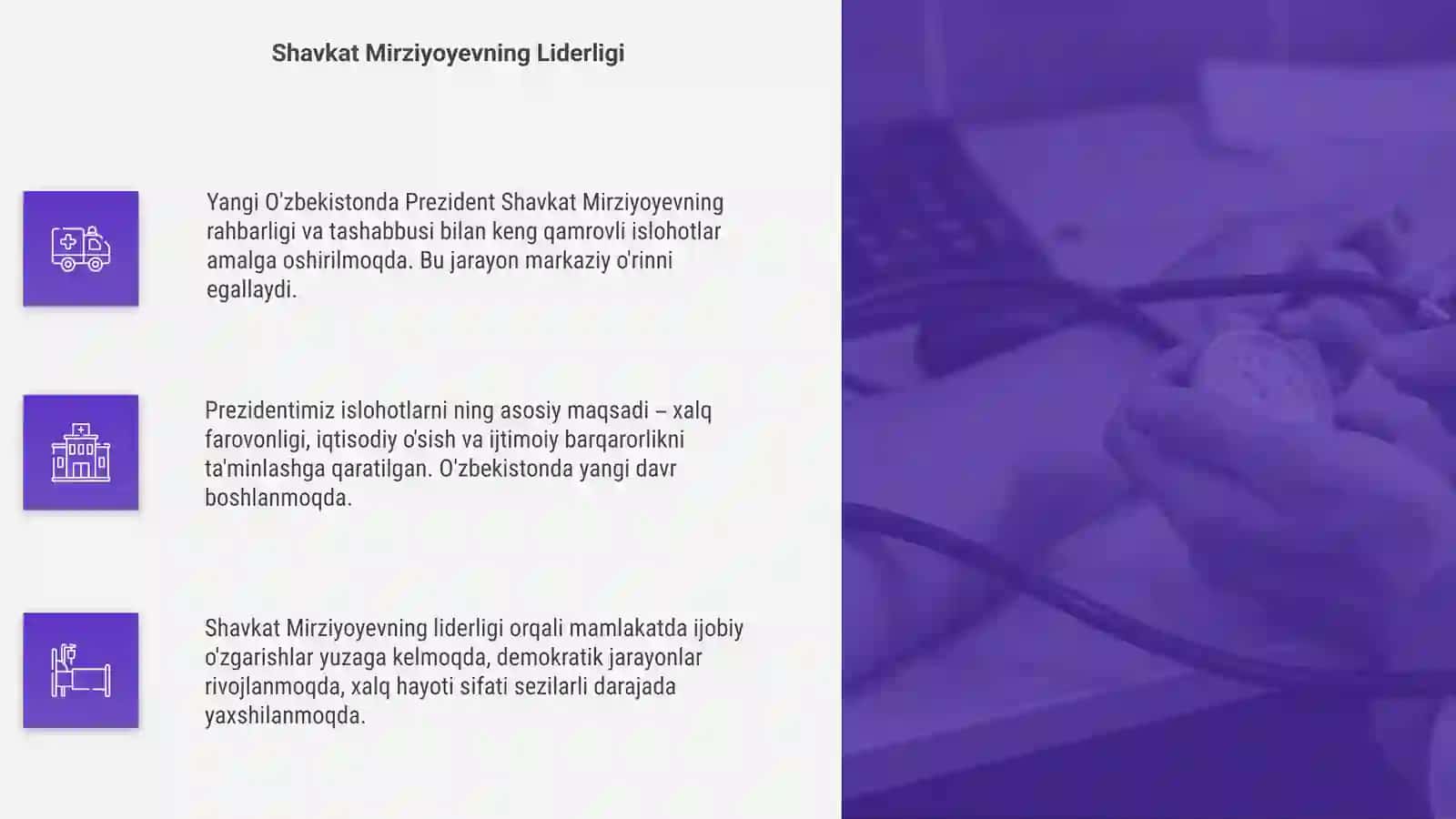Yangi O'zbekistonda Prezident Sh.M.Mirziyoyev rahbarligi 4