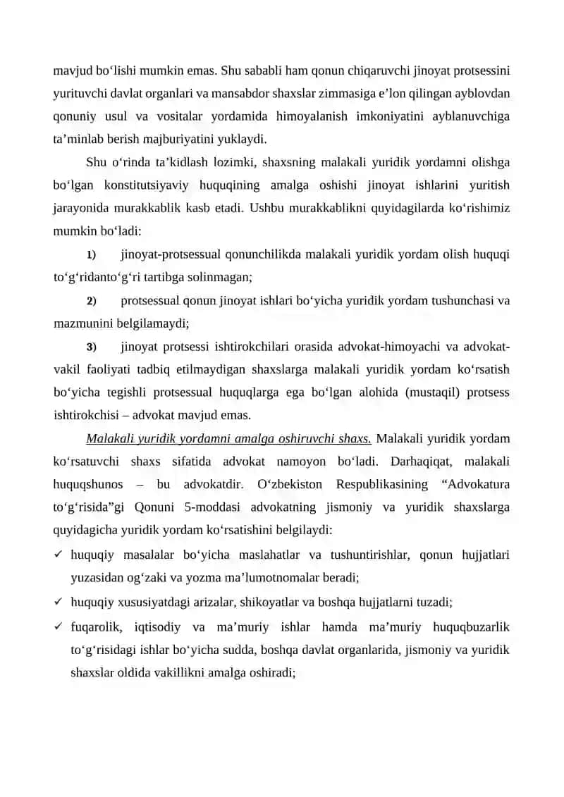 ADVOKATNING JINOYAT SUDI ISHLARINI YURITISHDAGI ISHTIROKI 4