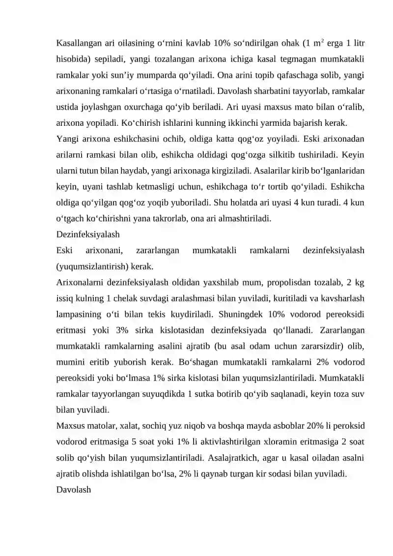 ASALARILARNING TAKSIKOZ KASALLIKLARI VA KURASH CHORALARI 4
