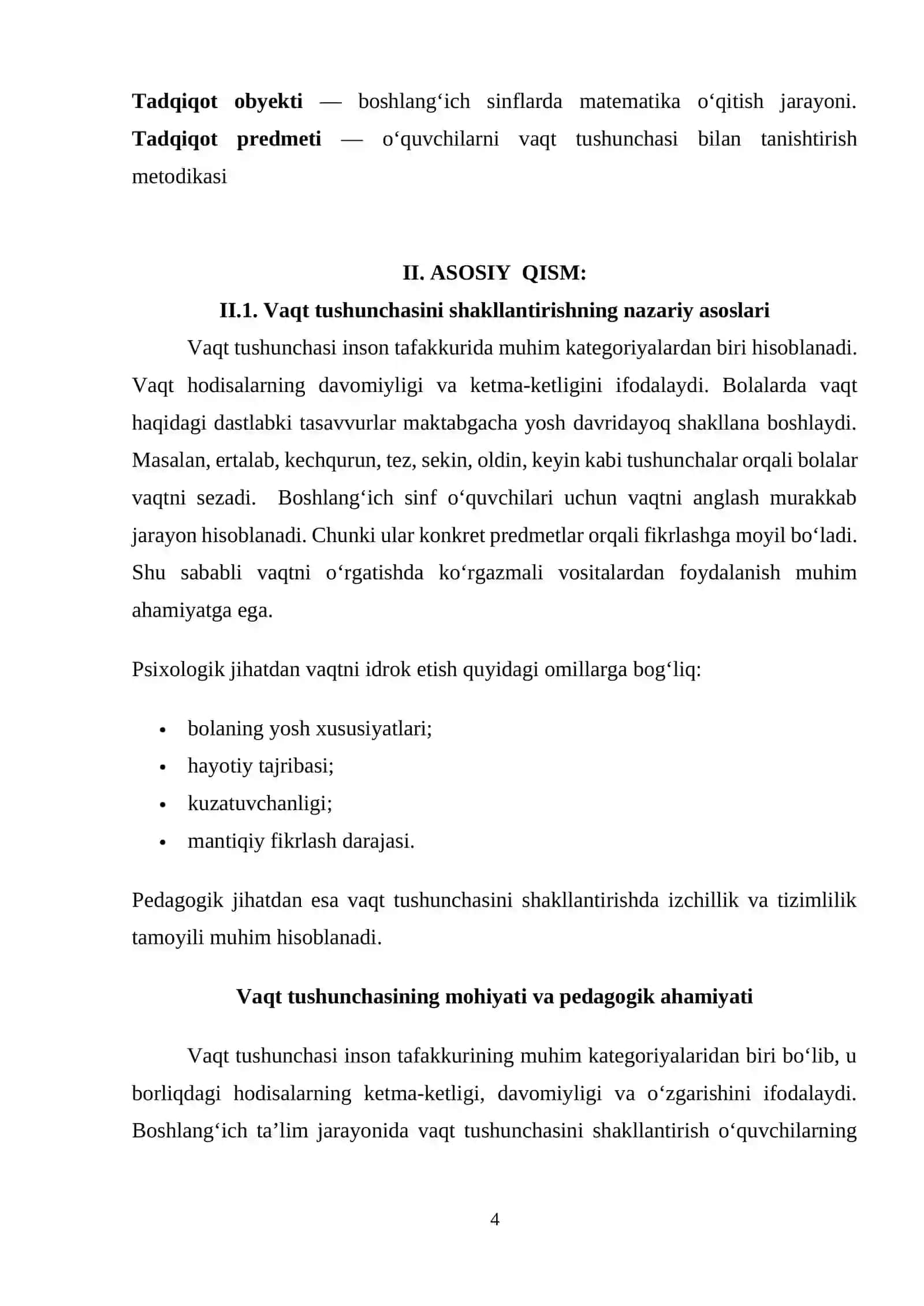 O‘quvchilarni vaqt tushunchasi bilan tanishtirish metodikasi 4