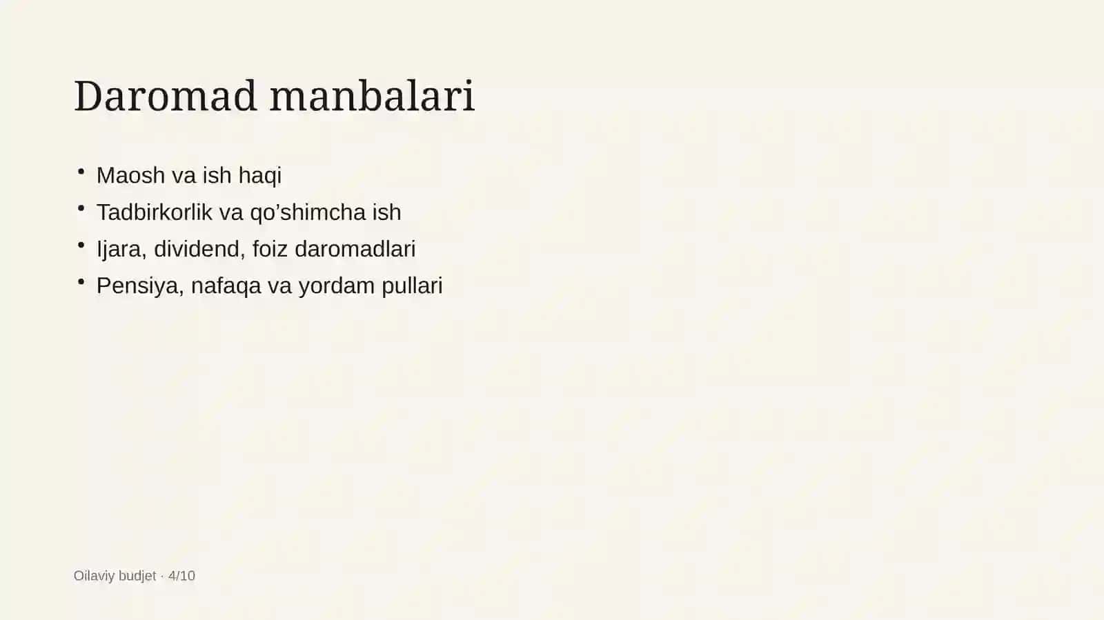 Daromad va xarajatlarni oqilona boshqarish 4