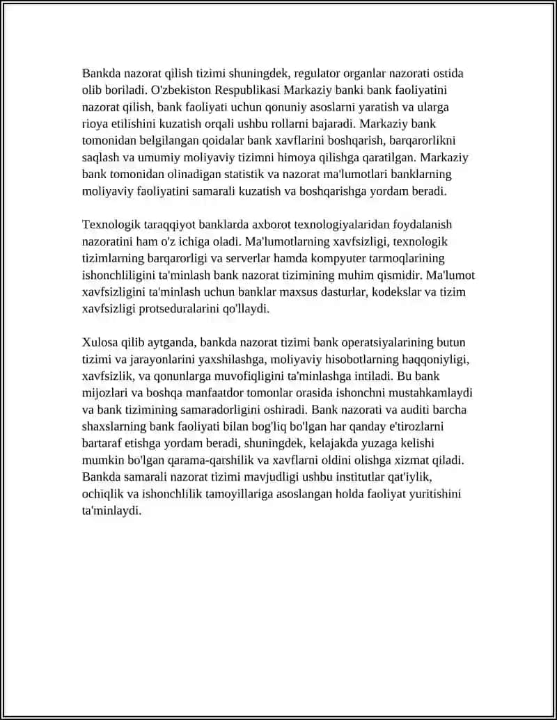 BANKDA FAOLIYATNI NAZORAT QILISH TIZIMI 4