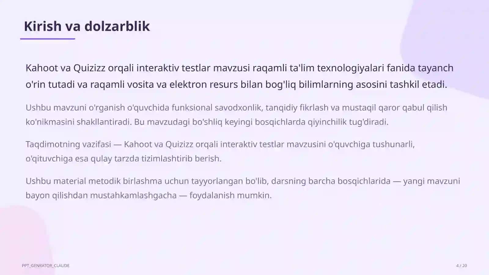 Kahoot va Quizizz orqali interaktiv testlar 4