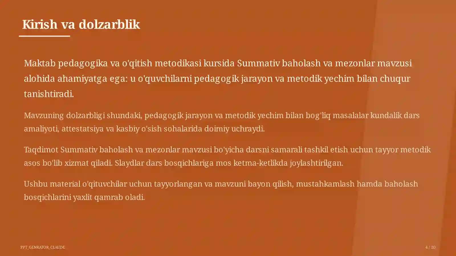 Summativ baholash va mezonlar 4