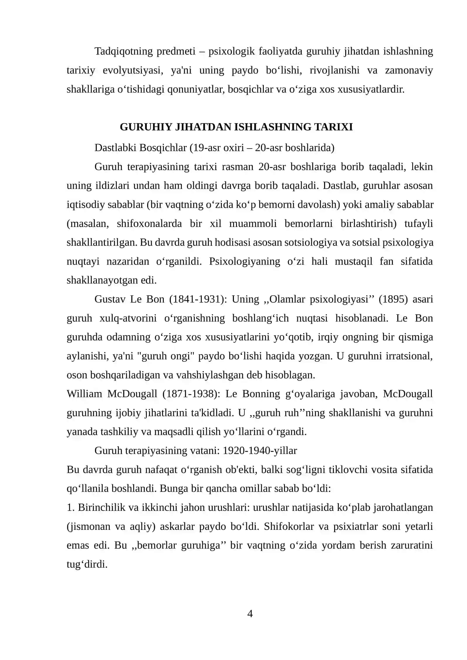 PSIXOLOGIK FAOLIYATDA GURUHIY JIHATDAN ISHLASHNING TARIXI 4