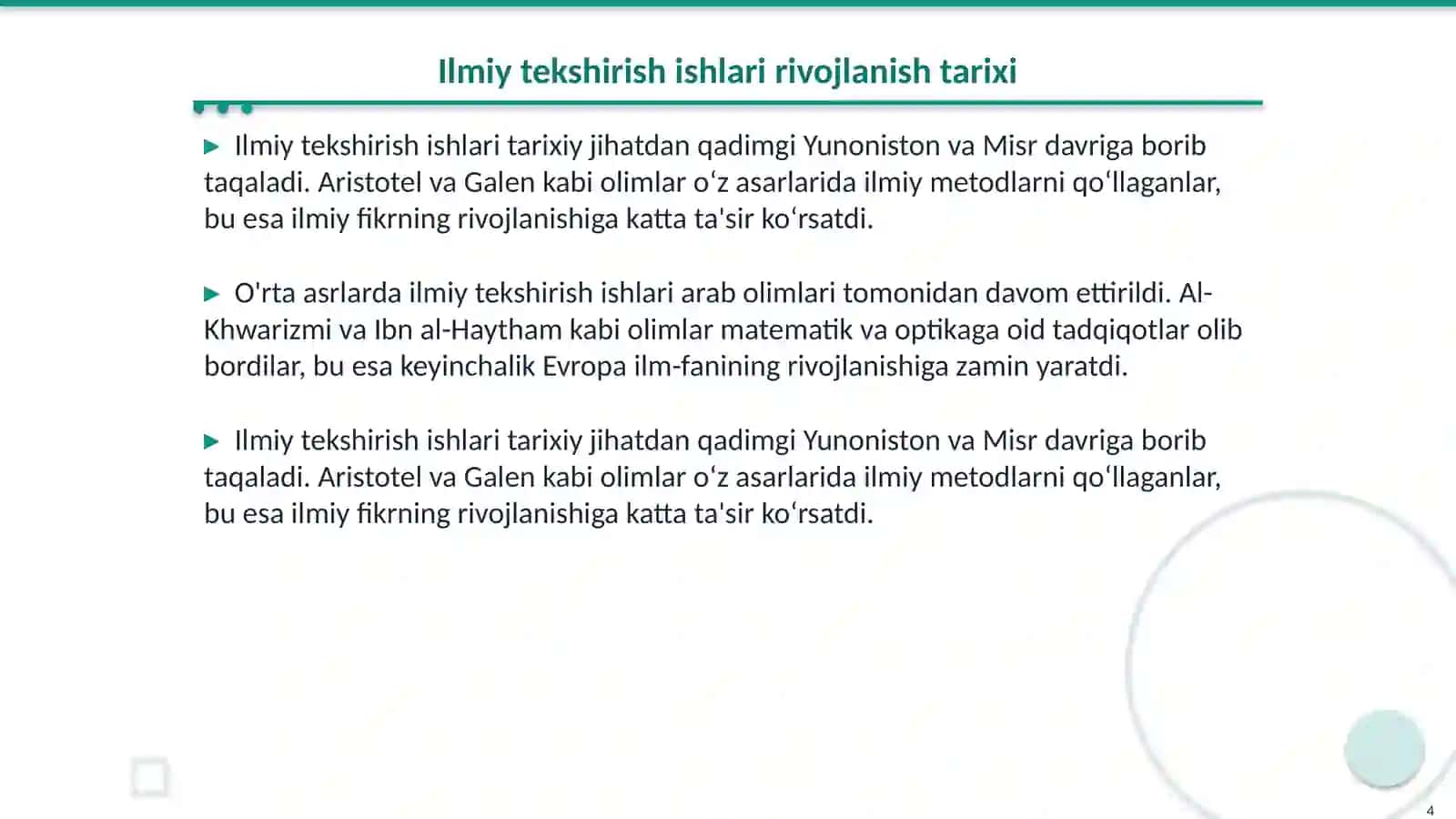Ilmiy tekshirish ishlari asoslari, rivojlanish tarixi va uning vazifalari 4