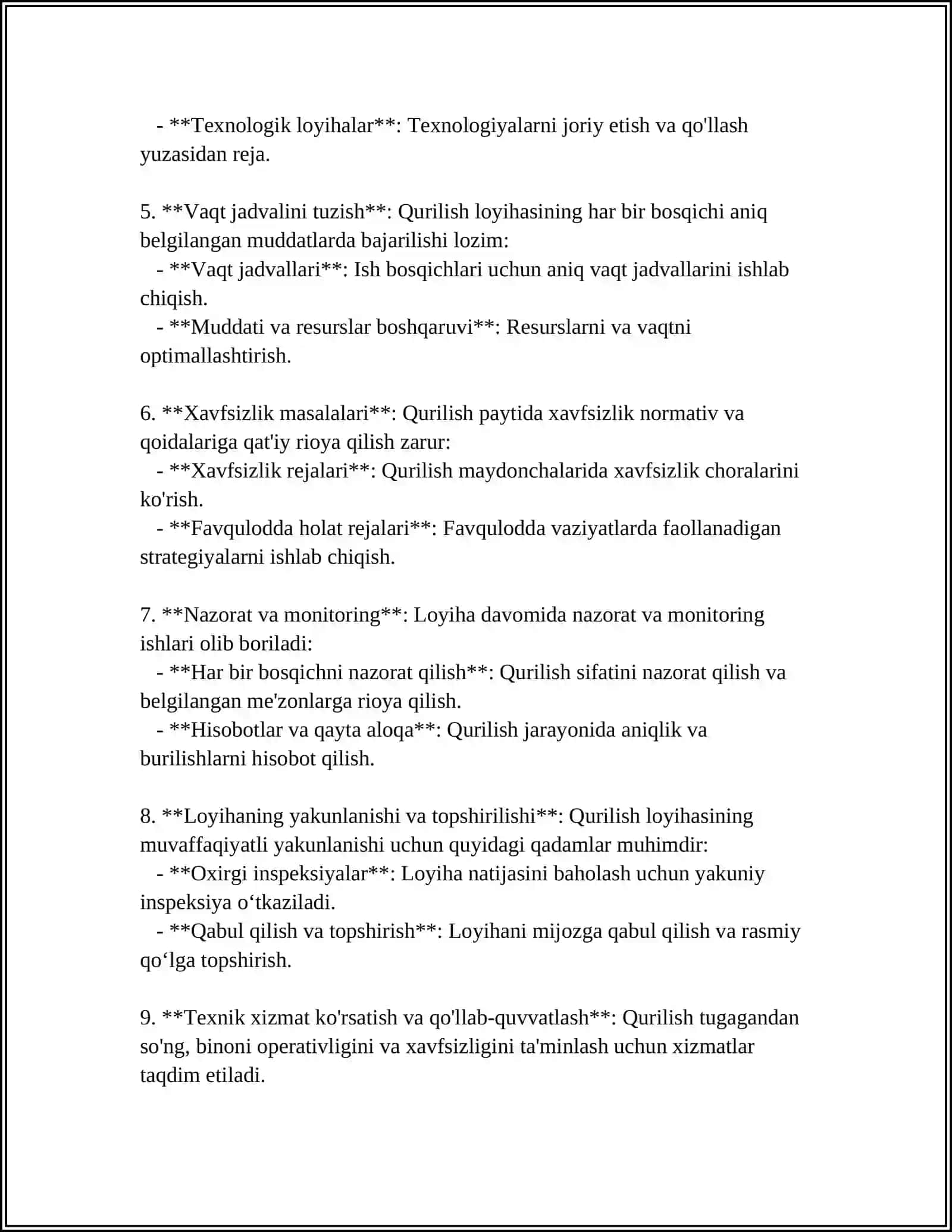 QURILISH BOSH PLANI 4