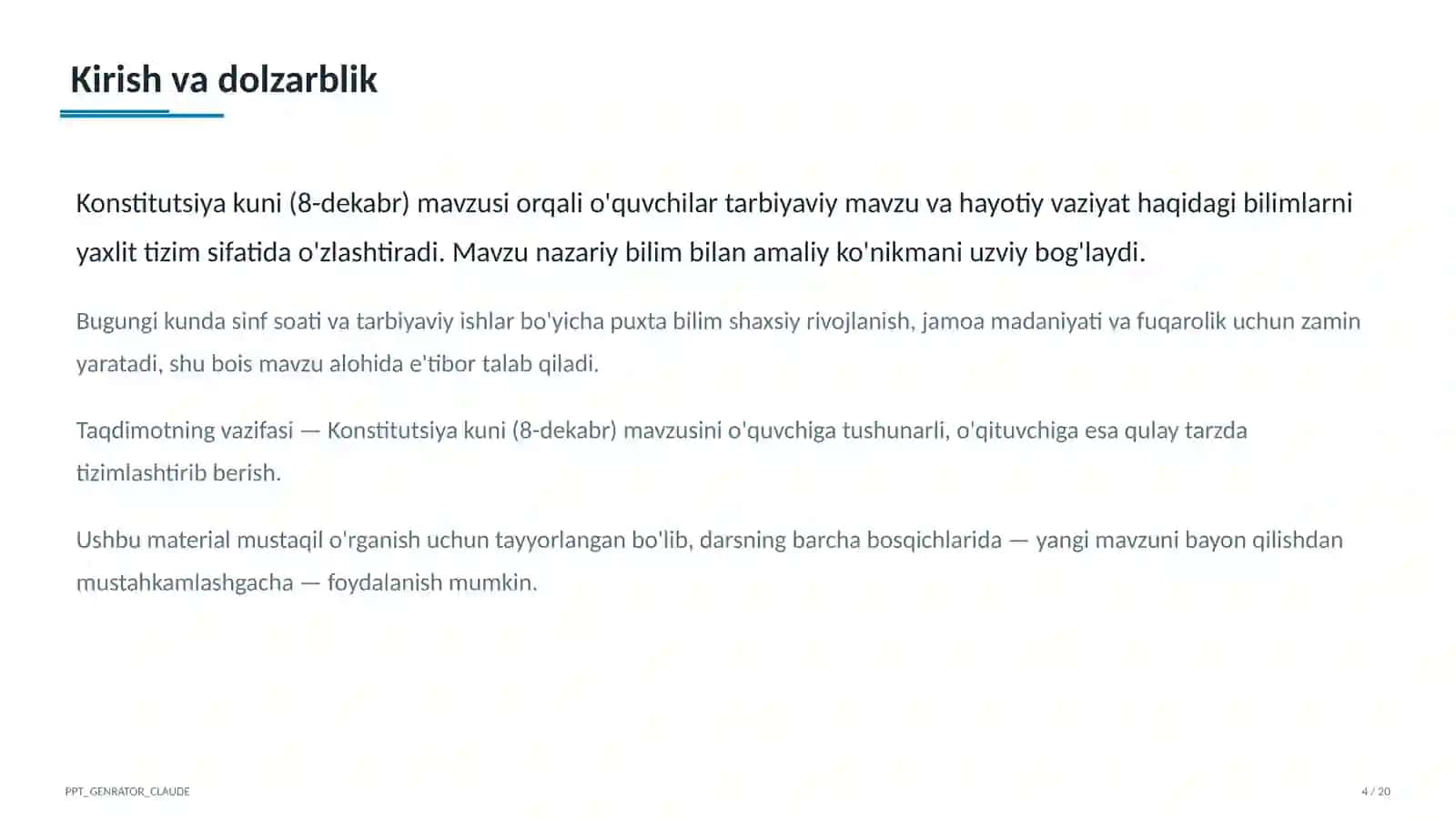 Dars rejasi 4