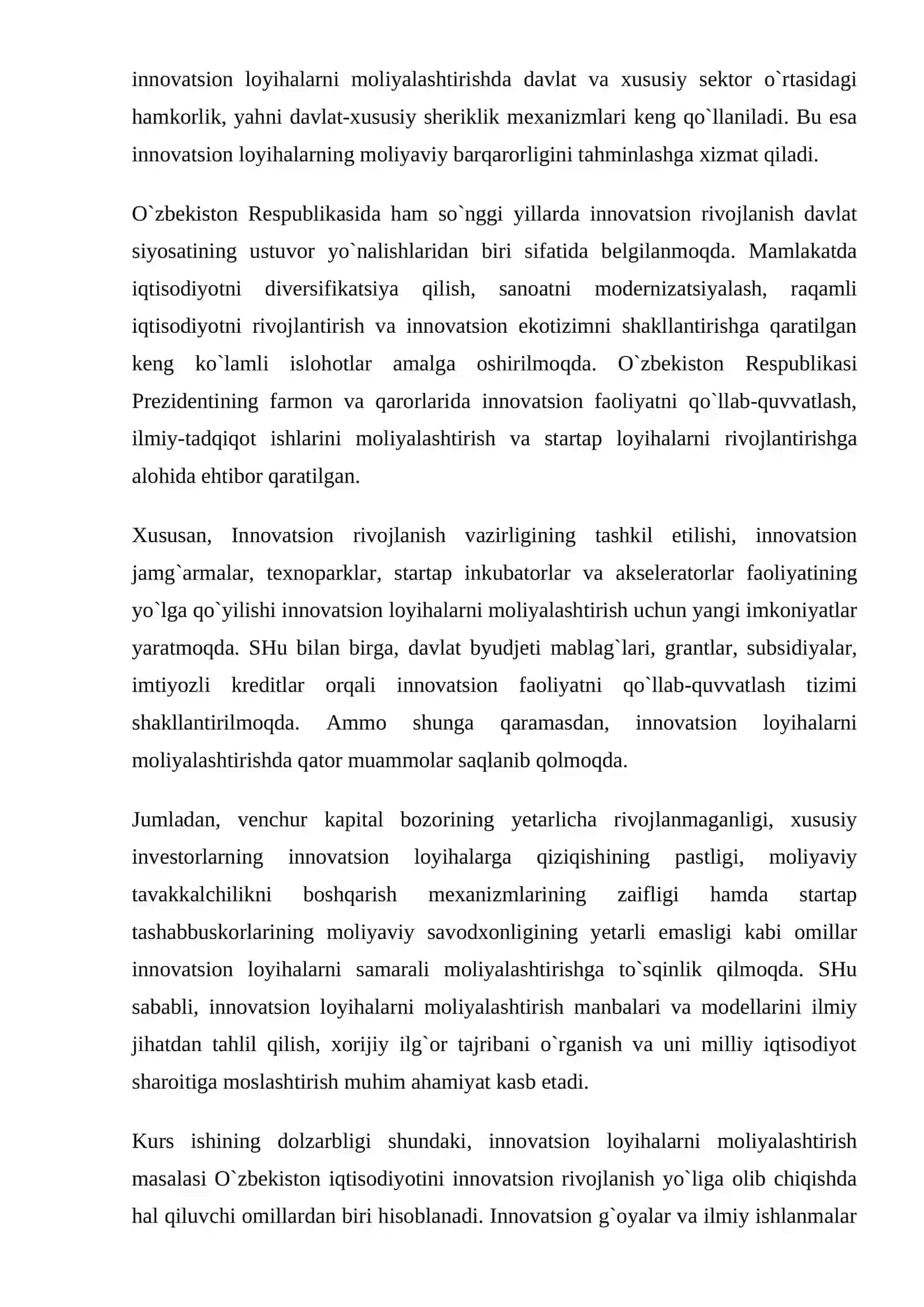 Innovatsion loyihalarni moliyalashtirish manbalari va modellari 4