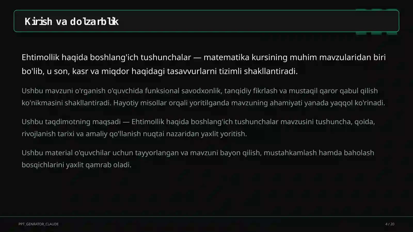 Ehtimollik haqida boshlang'ich tushunchalar (6-sinf) 4