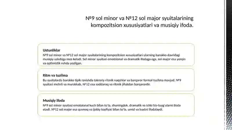 G.Gendel Klavir uchun syuitalar: №9 sol minor, №12 sol major 4