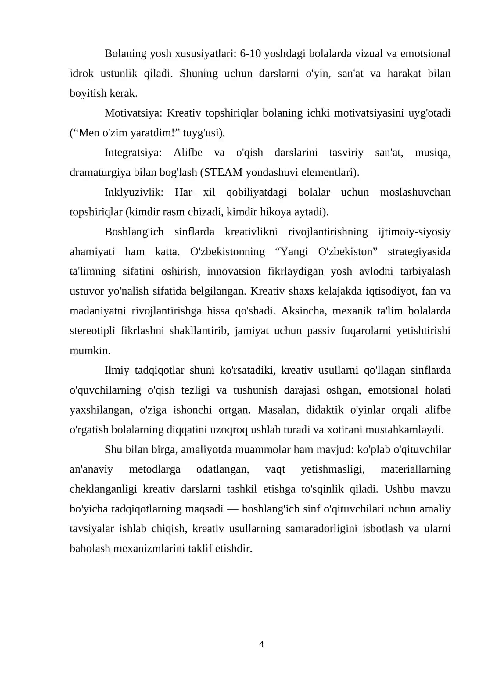 Boshlang'ich sinf alifbe, o'qish savodxonligi darslarida kreativlik (1-4 sinflar misolida) 4