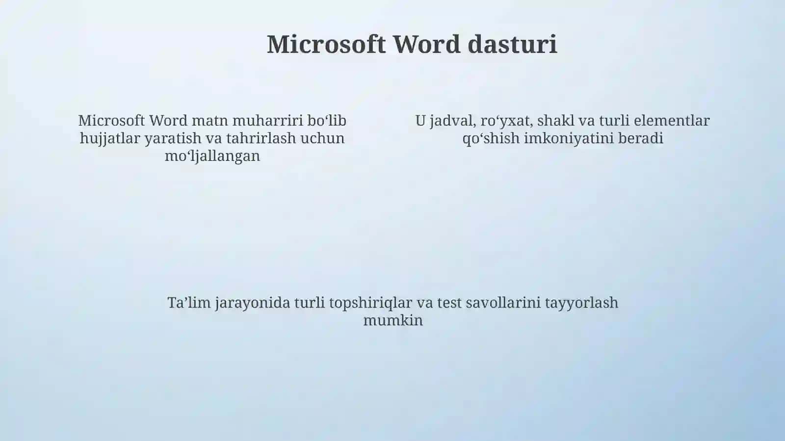 Microsoft Word datestlarning taʼlimdagi ahamiyati 4