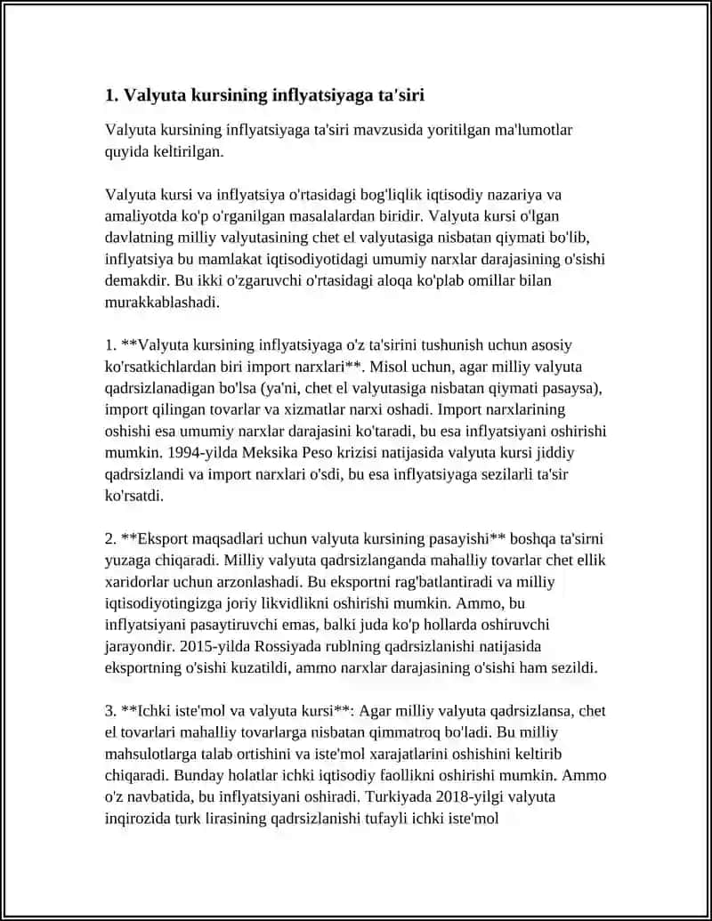 VALYUTA KURSLARI VA ULARNING MILLIY IQTISODIYOTGA TA'SIRI 4