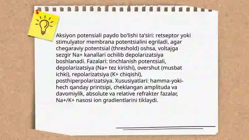 Mushaklar fiziologiyasi. Qozgaluvchan toqima. Qozgaluvchan toqimalar membranasi 4