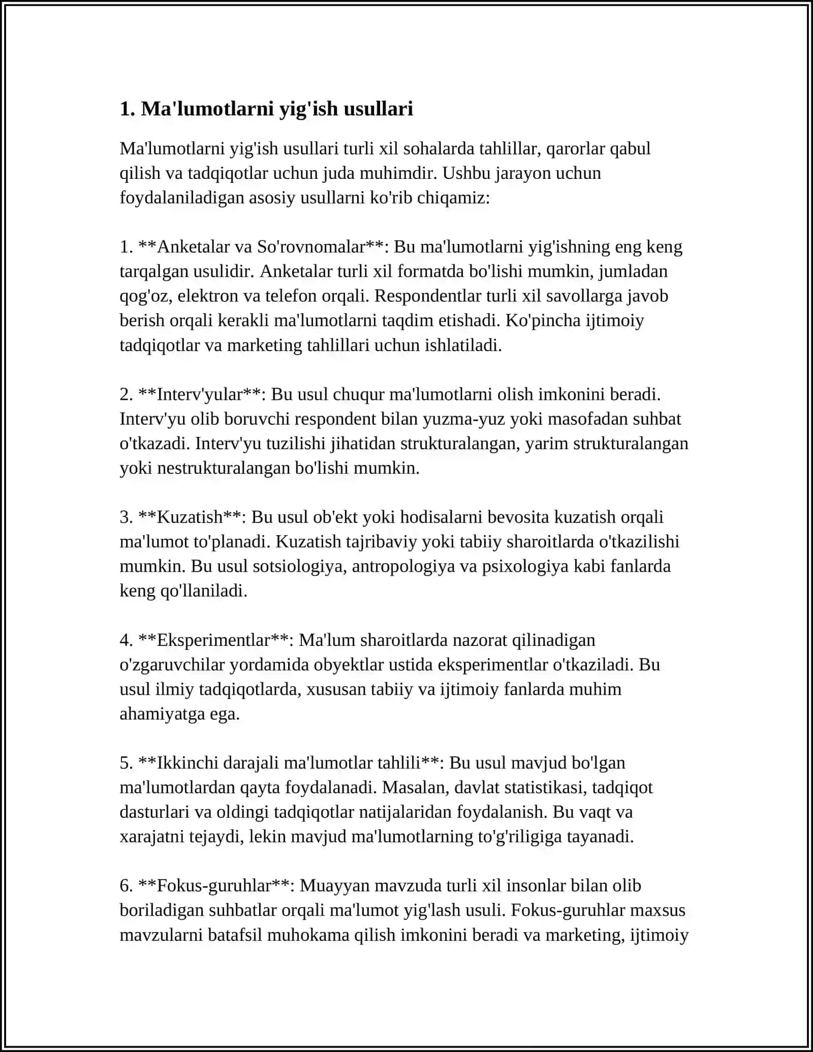 MA'LUMOTLARNI IFODALASH BOSQICHLARI. MA'LUMOTLAR TOIFALARI 4