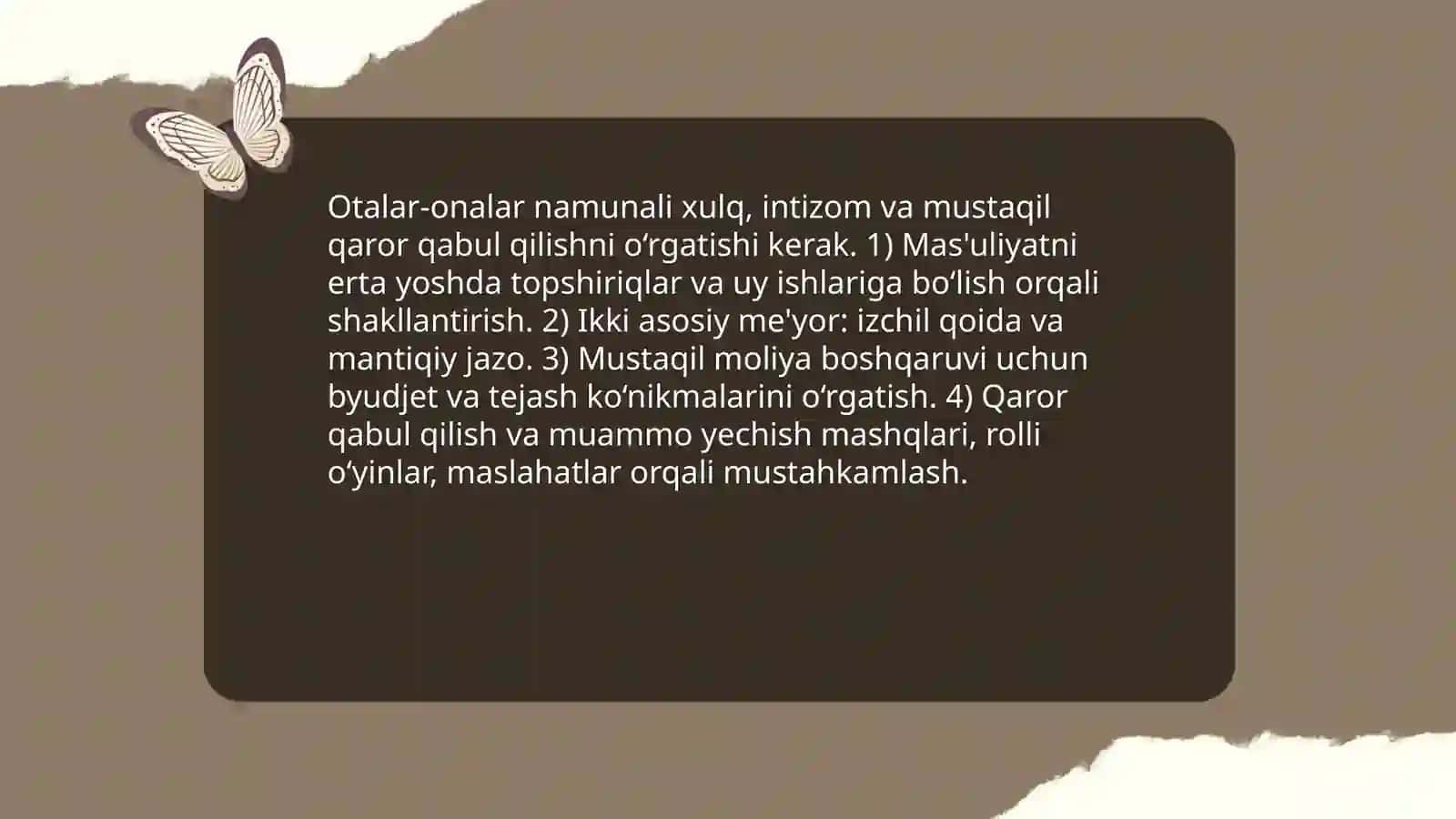 Oilada yoshlarni mustaqil hayotga tayyorlash 4