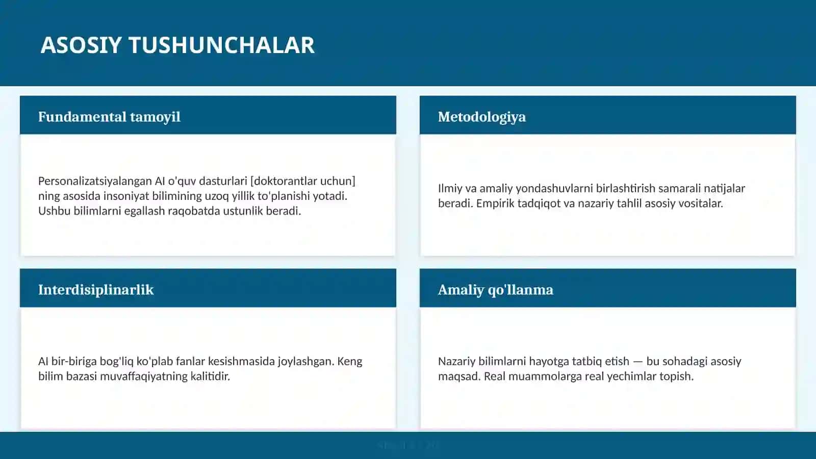 Personalizatsiyalangan AI o'quv dasturlari [doktorantlar uchun] 4