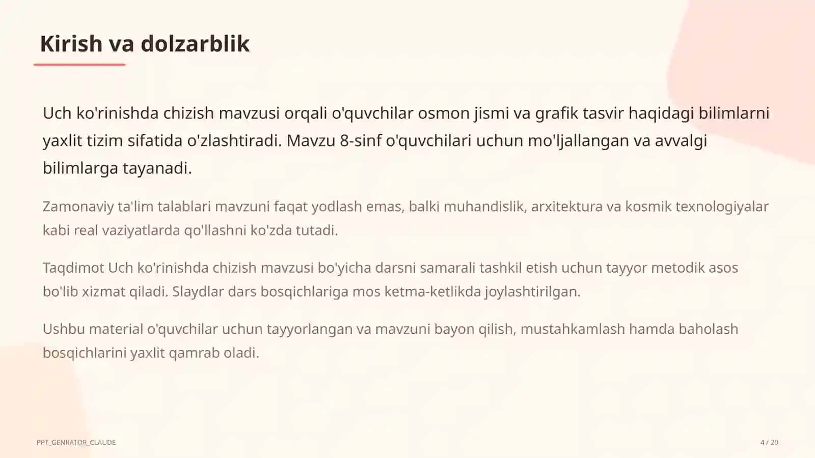 Uch ko'rinishda chizish (8-sinf) 4