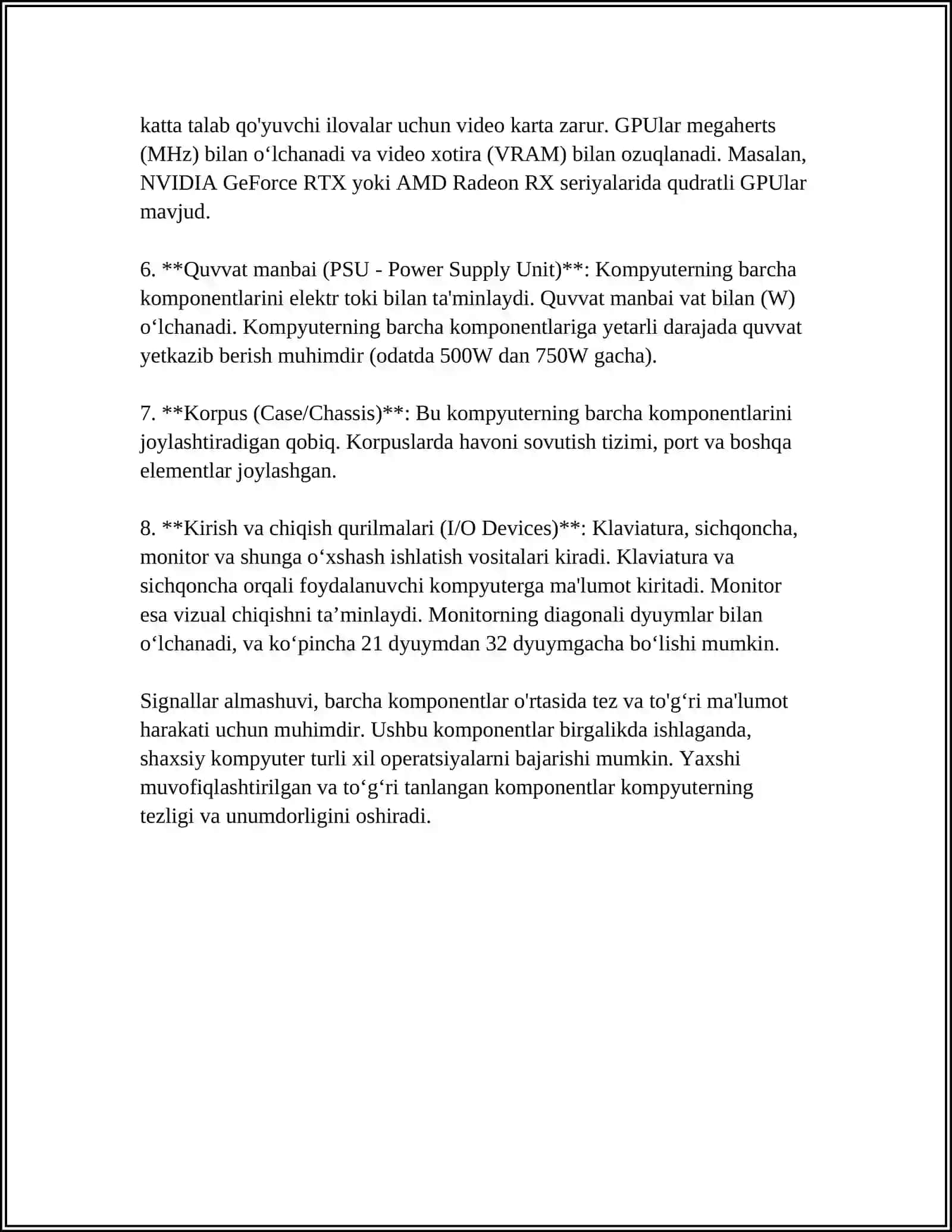 SHAXSIY KOMPЬYUTER ARXITEKTURASI VA TUZILISHI 4