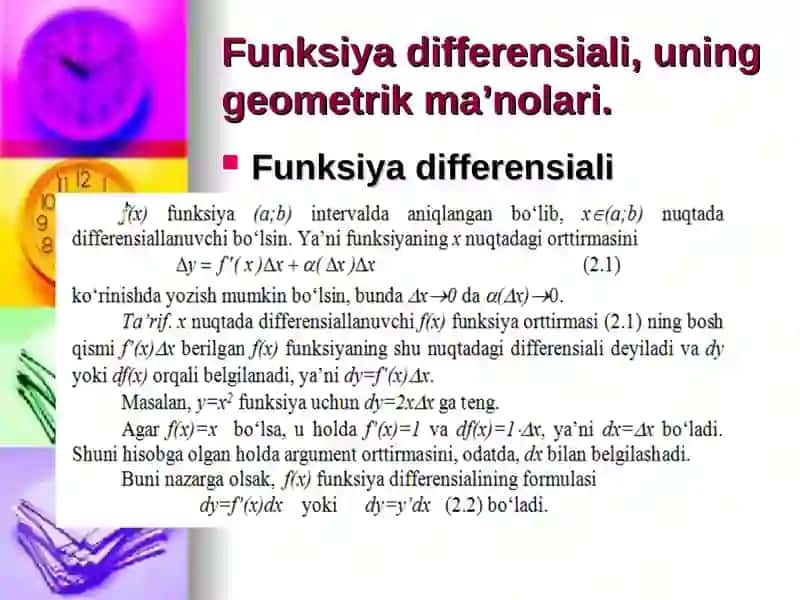 Funksiyaning xossalari va differensiali 4
