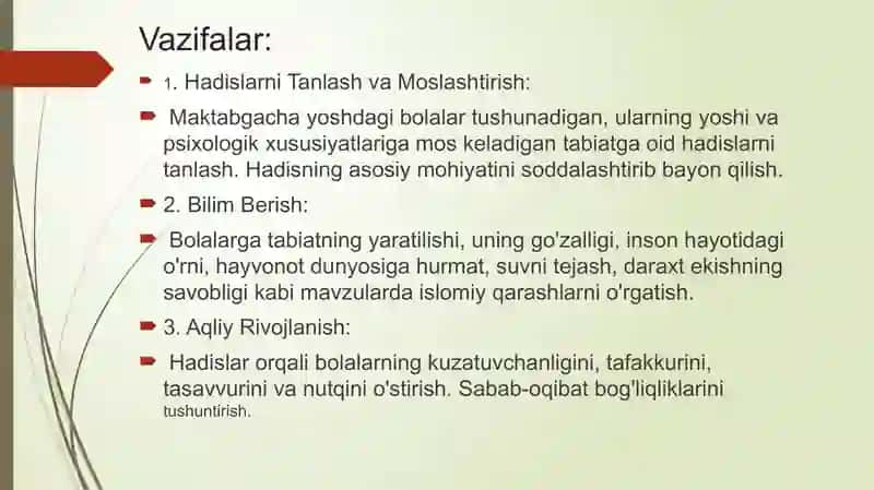 Hadislarda  tabiatiga oid bandlarini o'rganish va tahlil qilish 4