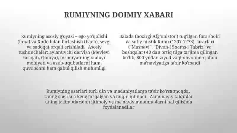 Rumiy hayoti va ijodi 4