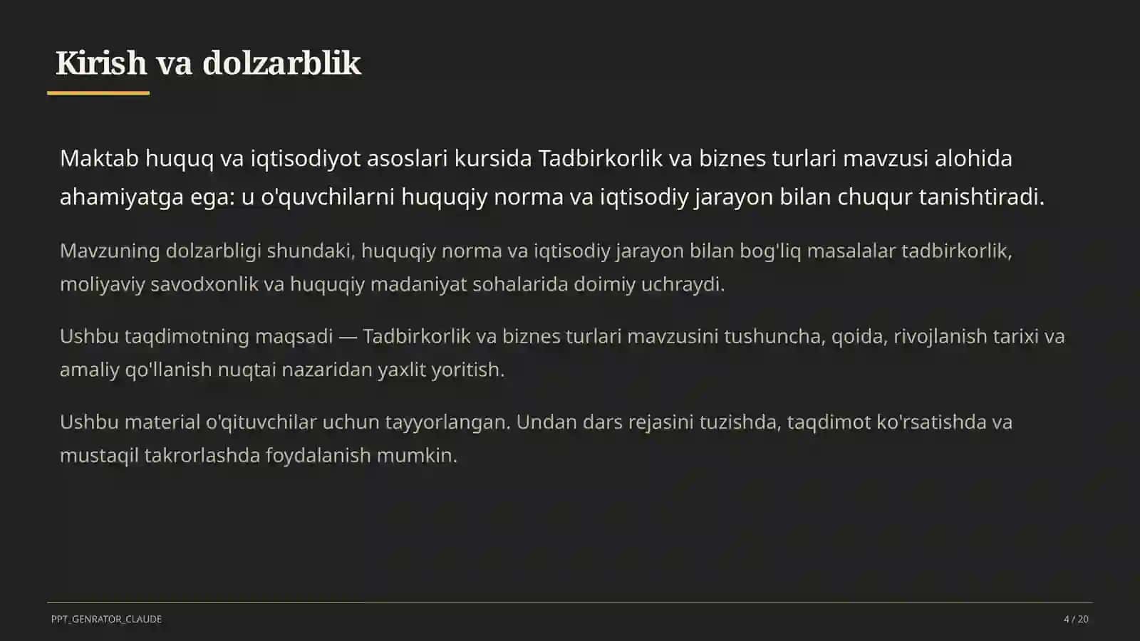 Tadbirkorlik va biznes turlari (10-sinf) 4