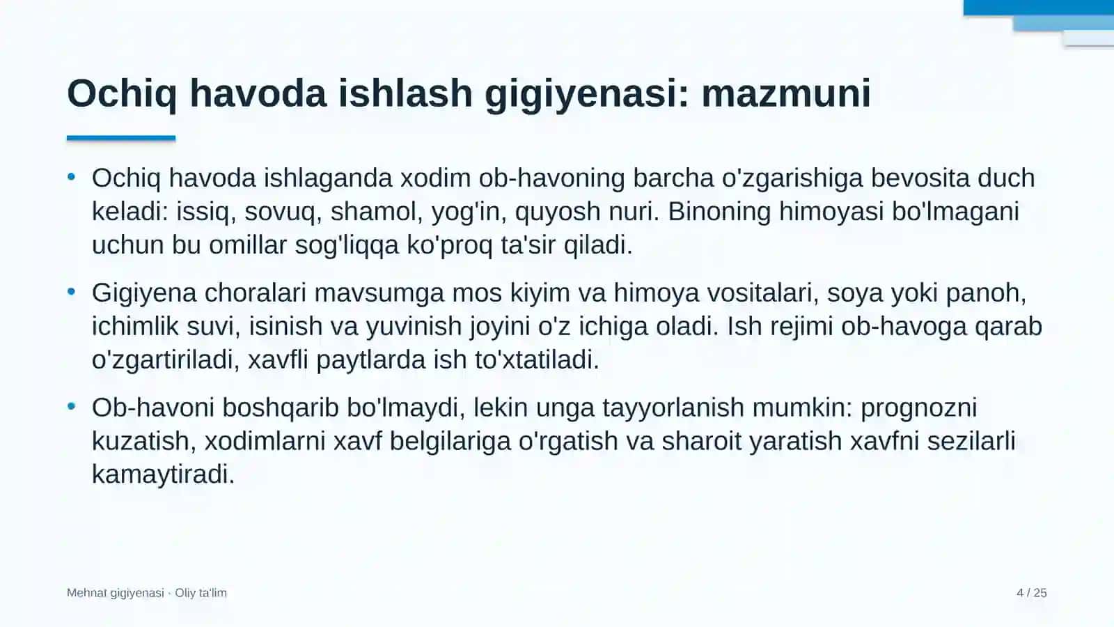 davlat fuqarolik xizmatida ochiq havoda ishlash gigiyenasi 2294 4