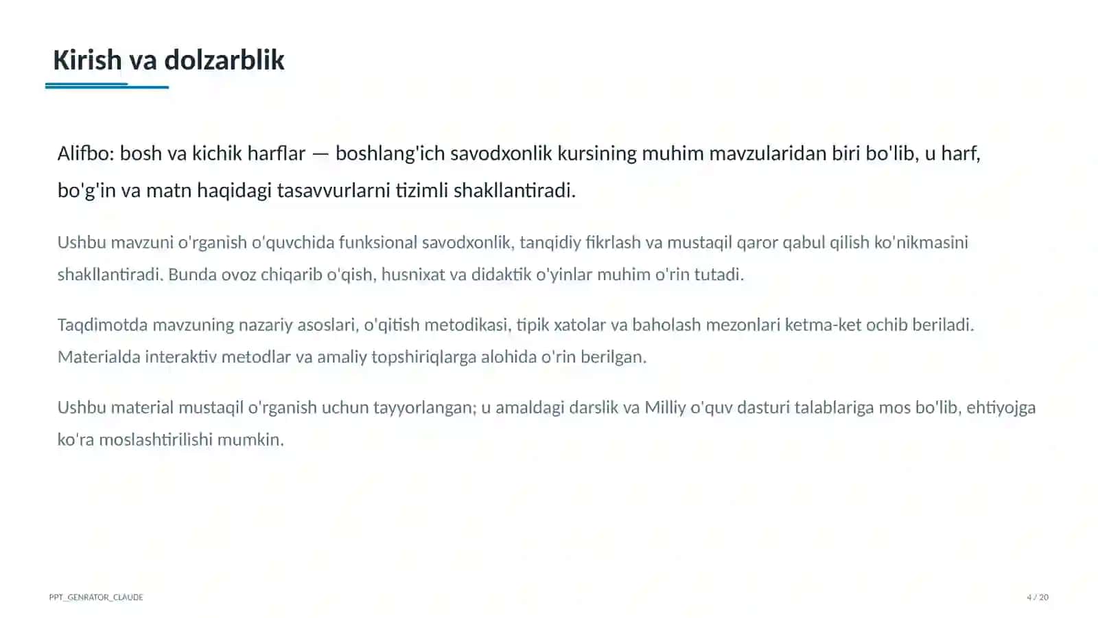 Alifbo: bosh va kichik harflar (1-sinf) 4