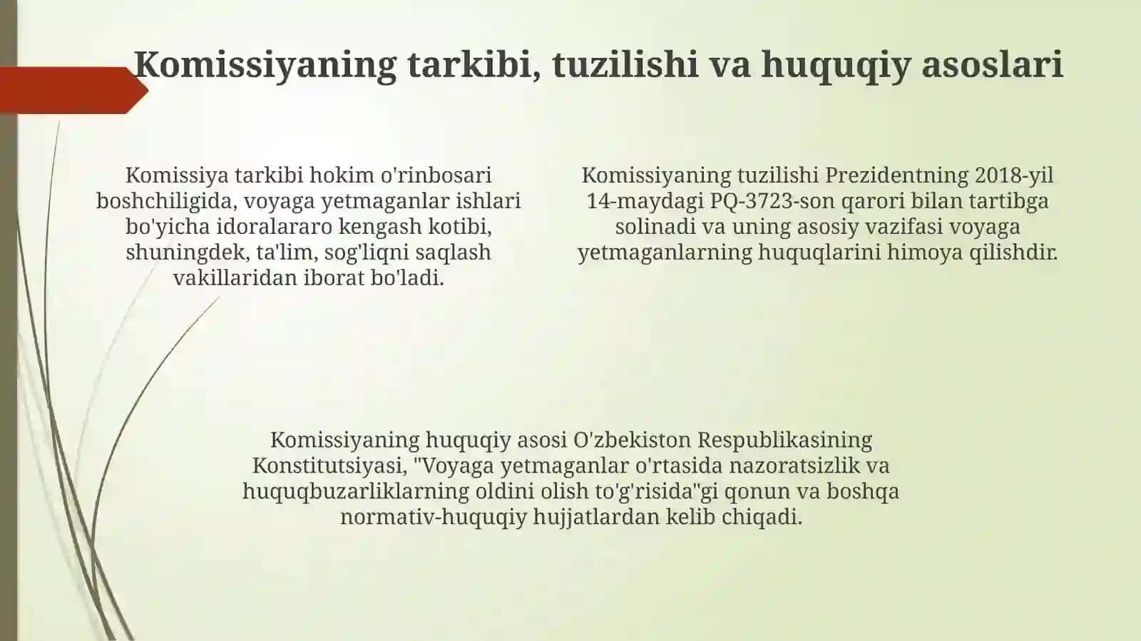 Voyaga yetmaganlar, ishlari bilan shug‘ullanuvchi tuman (shahar) komissiyalari haqidagi tushuncha 4