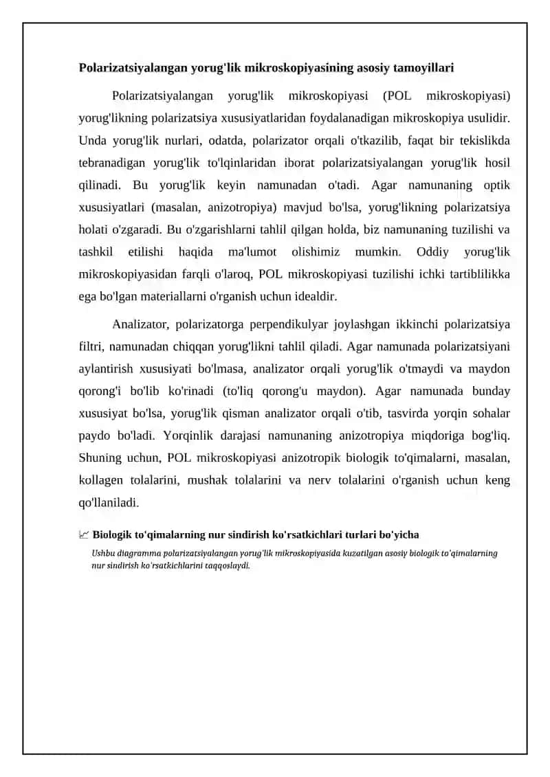 Biologik to'qimani qutblangan yorug'likda tekshirish 4