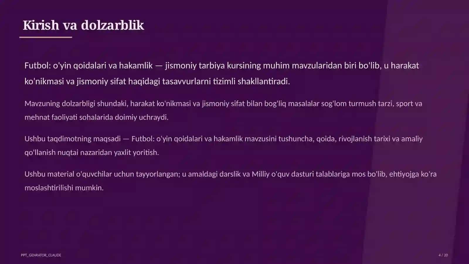 Futbol: o'yin qoidalari va hakamlik (9-sinf) 4