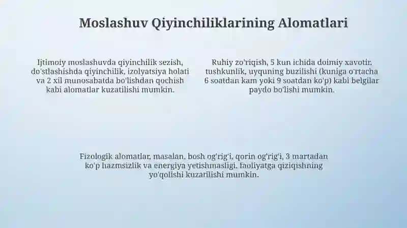 Moslashuvmuammolari(isho’qish,yangimuhit) 4