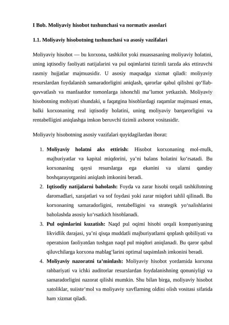 MOLIYAVIY HISOBOT TAYYORLASH VA TAQDIM ETISH JARAYONINI TAHLIL QILISH 4
