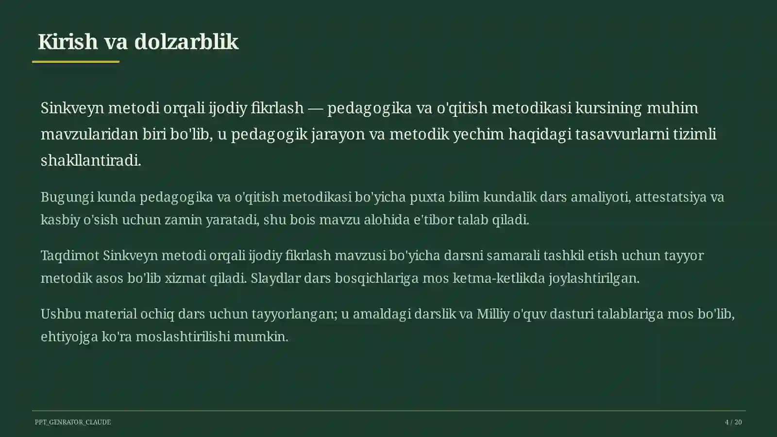 Sinkveyn metodi orqali ijodiy fikrlash 4